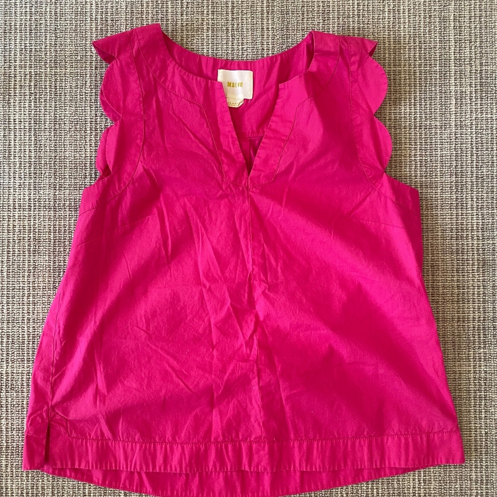Hot pink scallop sleeve blouse